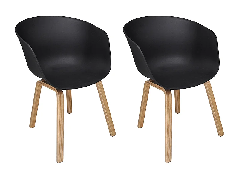 Sedia da pranzo nera, poltrona in stile scandinavo (2 Pz.)