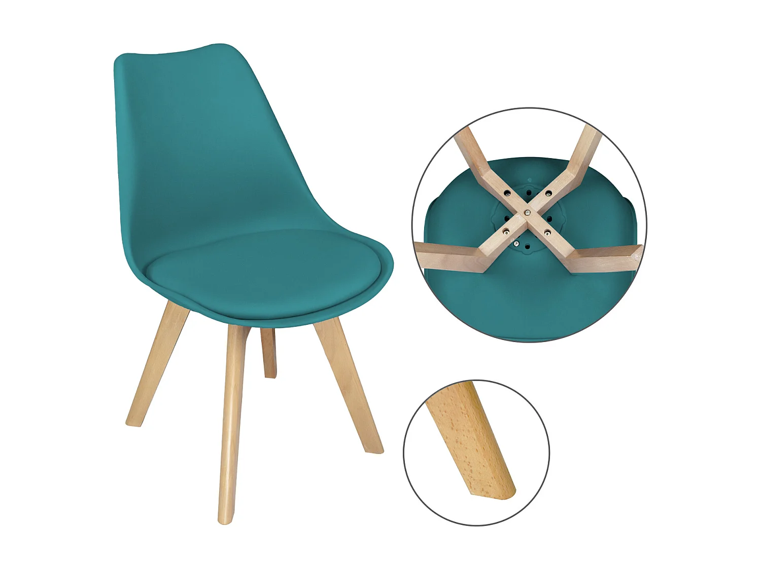 Sedia In Plastica Con Piede In Legno Mod. Mia (2 Pz.)