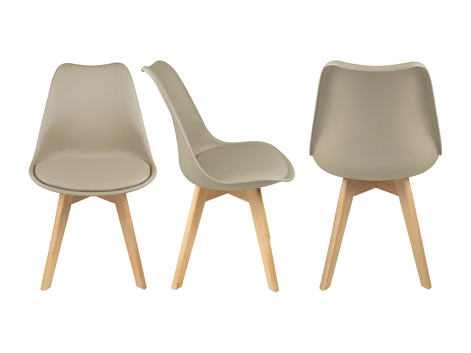 Sedia In Plastica Con Piede In Legno Mod. Mia (2 Pz.)