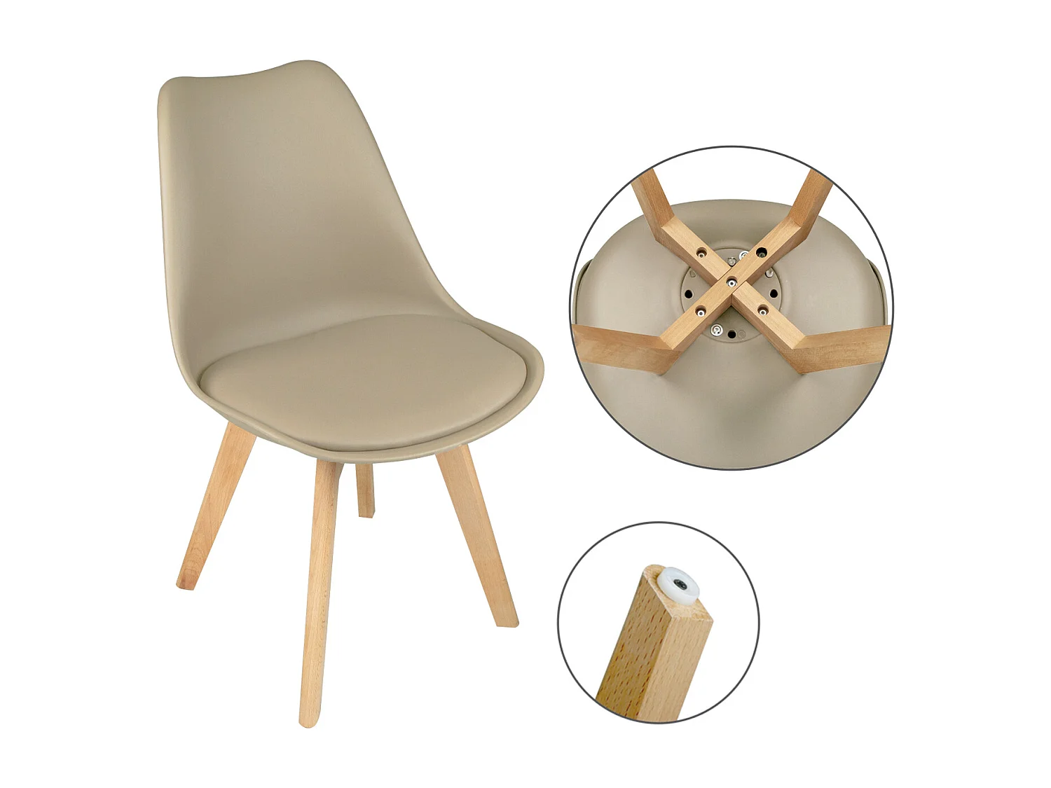 Sedia In Plastica Con Piede In Legno Mod. Mia (2 Pz.)