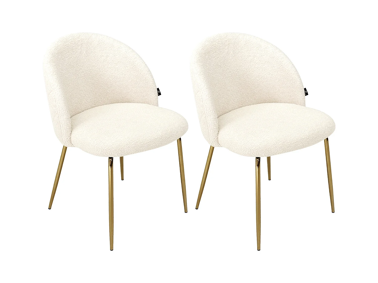 Sedia da pranzo imbottita in tessuto bouclé avorio mod. Nicole (2 Pz.)