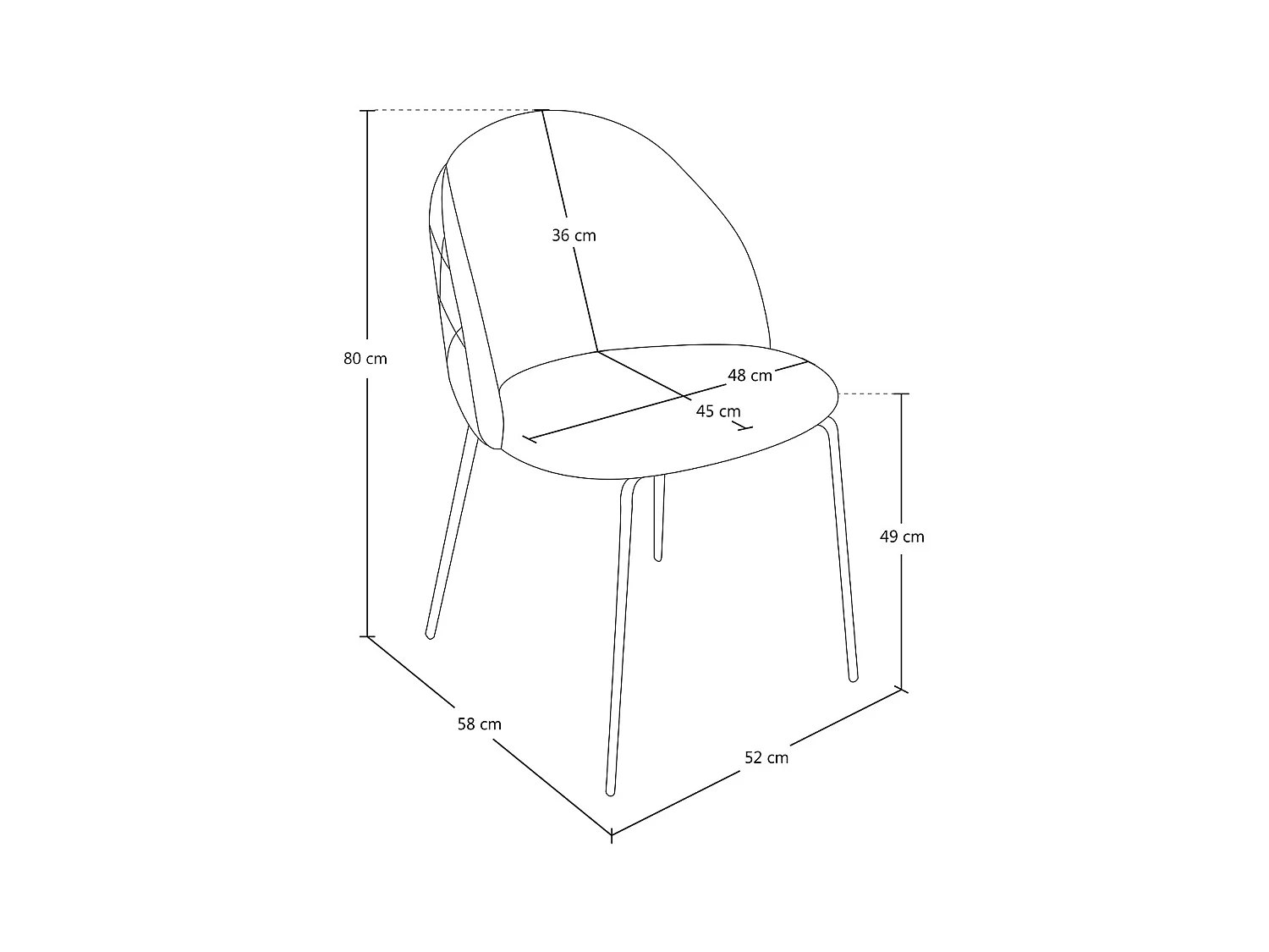 Sedia da pranzo imbottita in tessuto bouclé avorio mod. Nicole (2 Pz.)