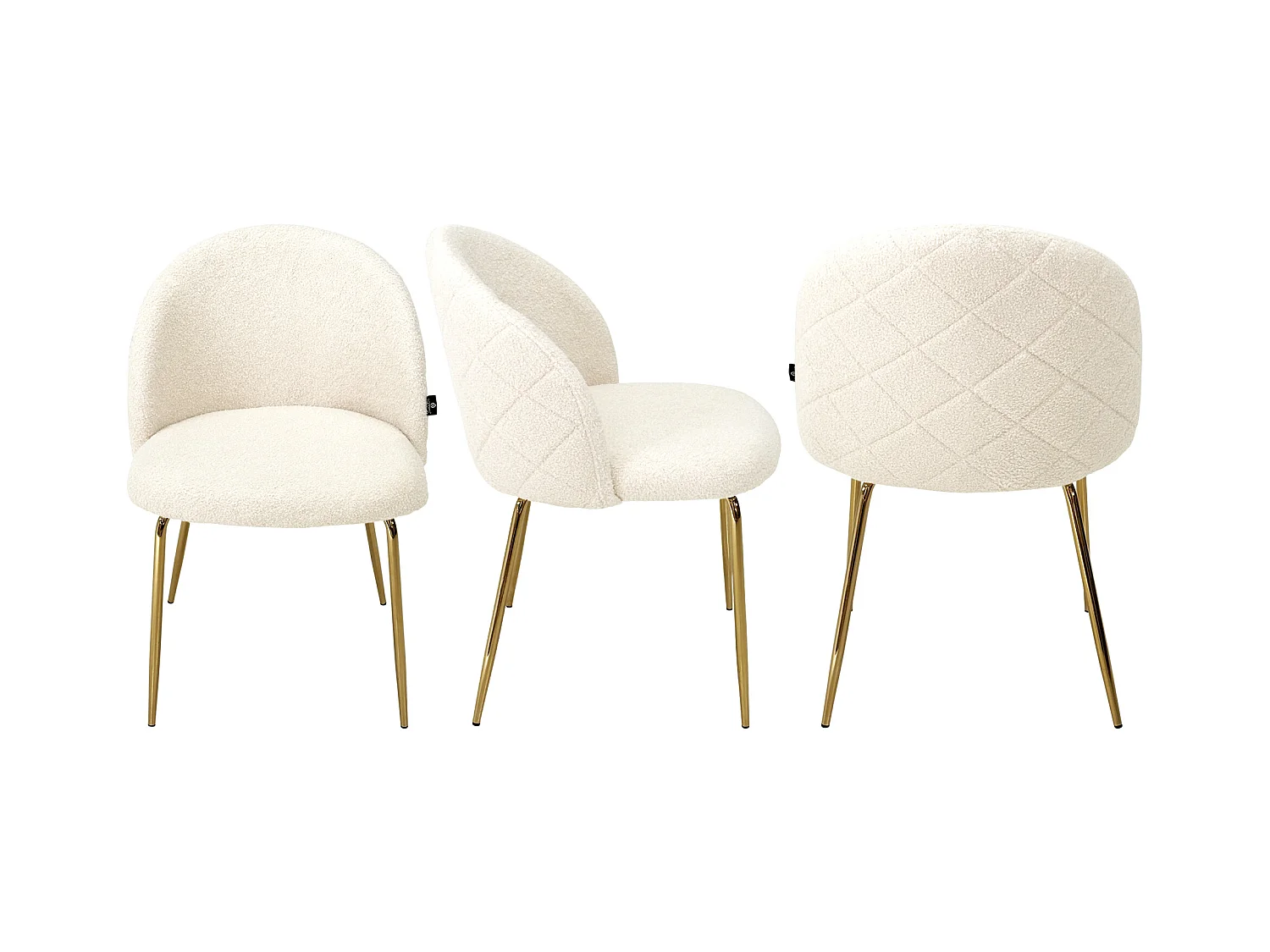 Sedia da pranzo imbottita in tessuto bouclé avorio mod. Nicole (2 Pz.)