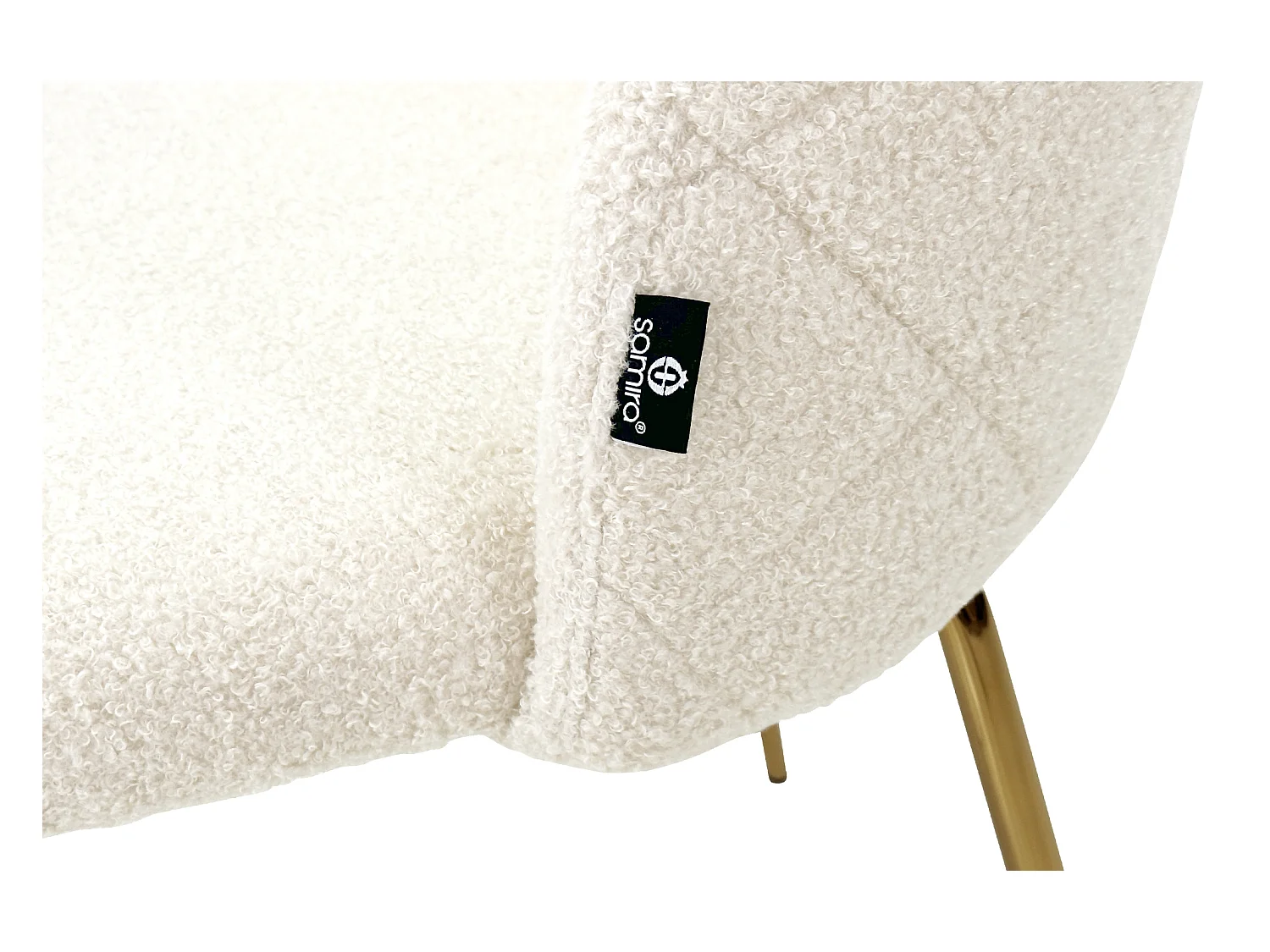 Sedia da pranzo imbottita in tessuto bouclé avorio mod. Nicole (2 Pz.)