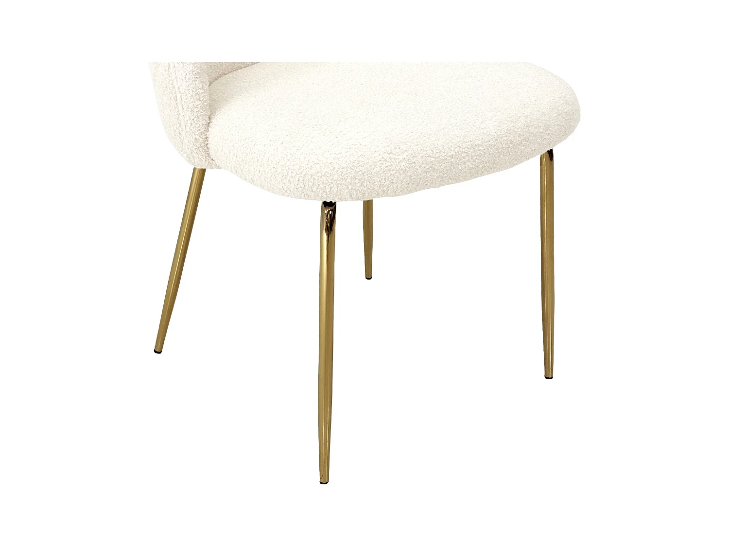 Sedia da pranzo imbottita in tessuto bouclé avorio mod. Nicole (2 Pz.)