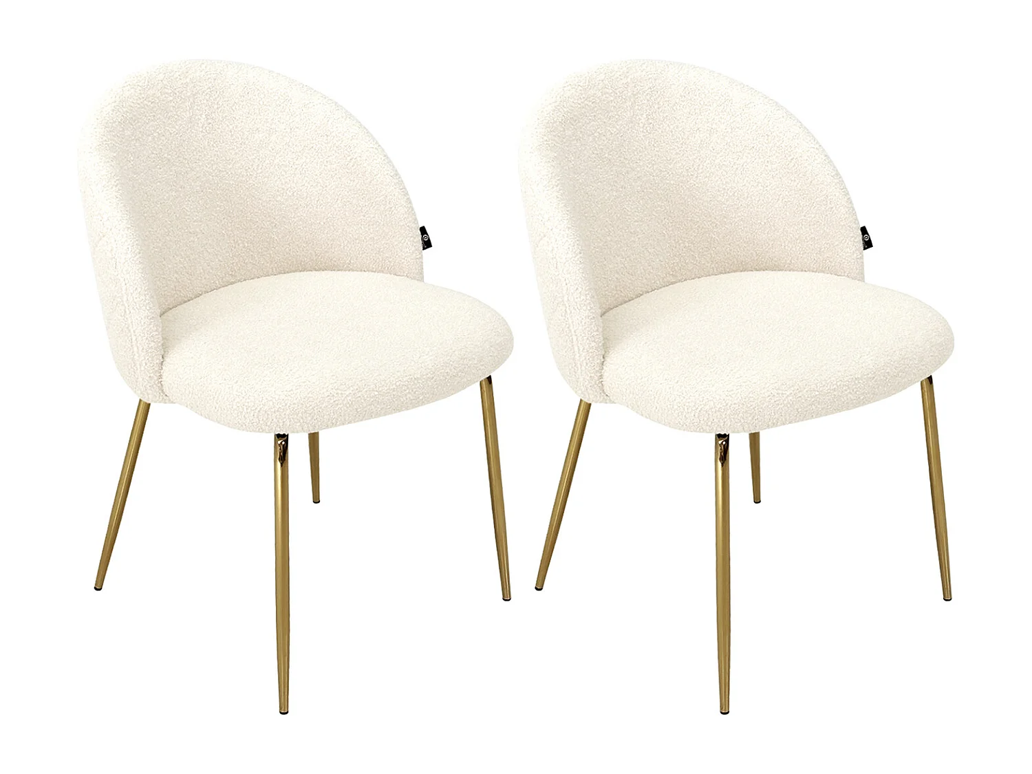 Sedia da pranzo imbottita in tessuto bouclé avorio mod. Nicole (2 Pz.)