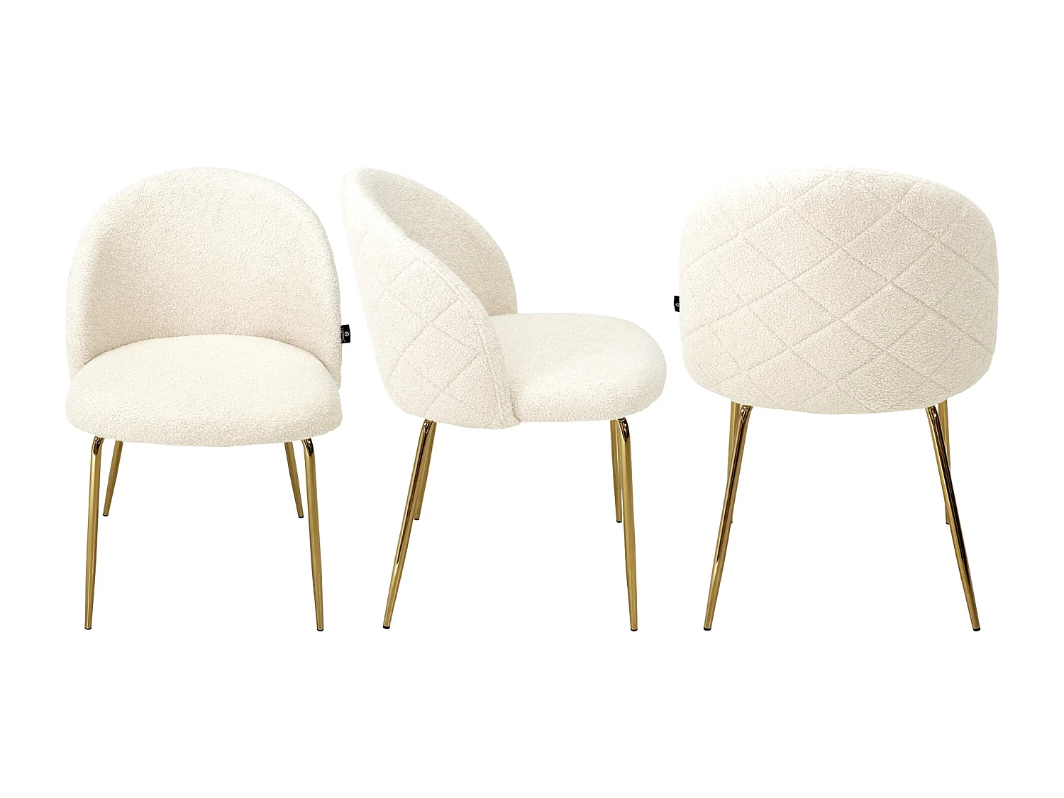 Sedia da pranzo imbottita in tessuto bouclé avorio mod. Nicole (2 Pz.)