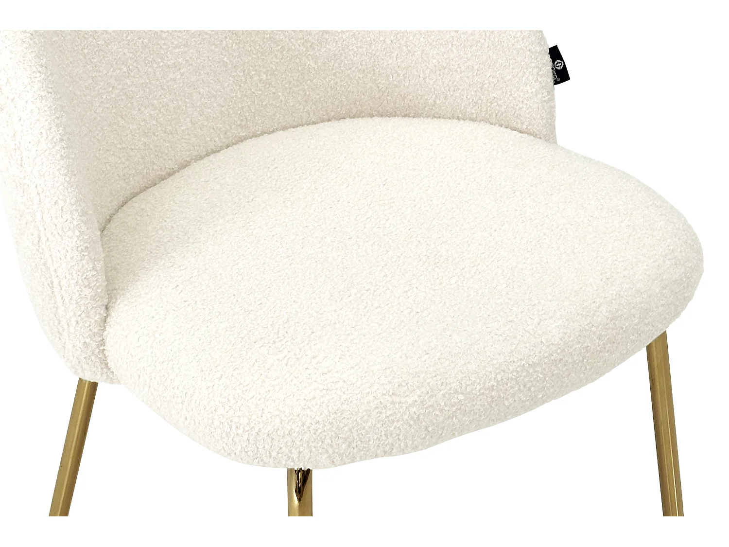 Sedia da pranzo imbottita in tessuto bouclé avorio mod. Nicole (2 Pz.)