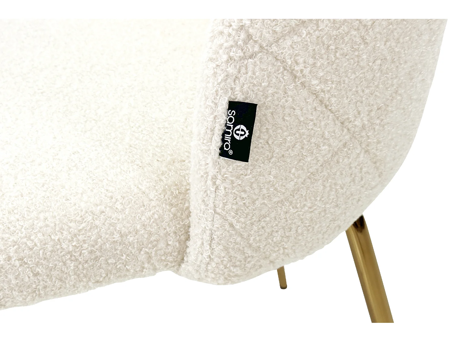 Sedia da pranzo imbottita in tessuto bouclé avorio mod. Nicole (2 Pz.)