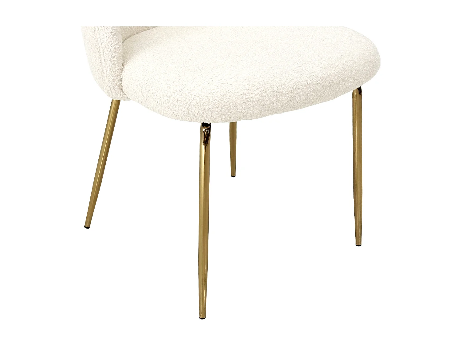 Sedia da pranzo imbottita in tessuto bouclé avorio mod. Nicole (2 Pz.)