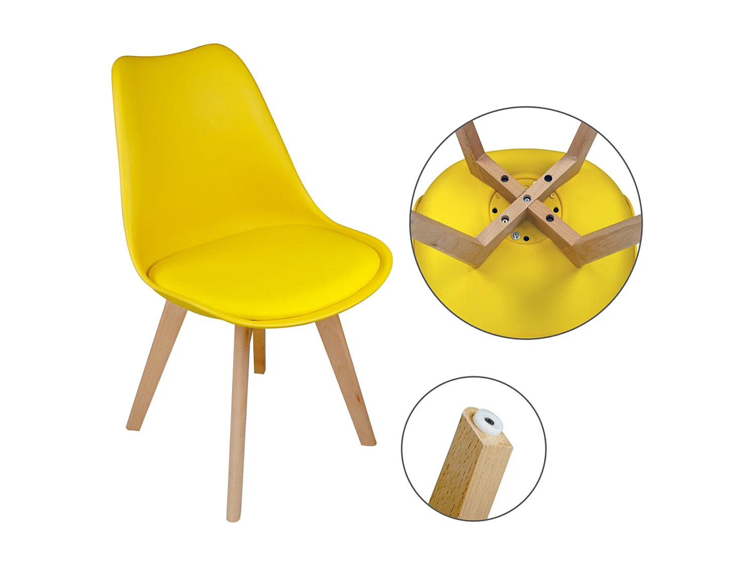 Sedia In Plastica Con Piede In Legno Mod. Mia (2 Pz.)