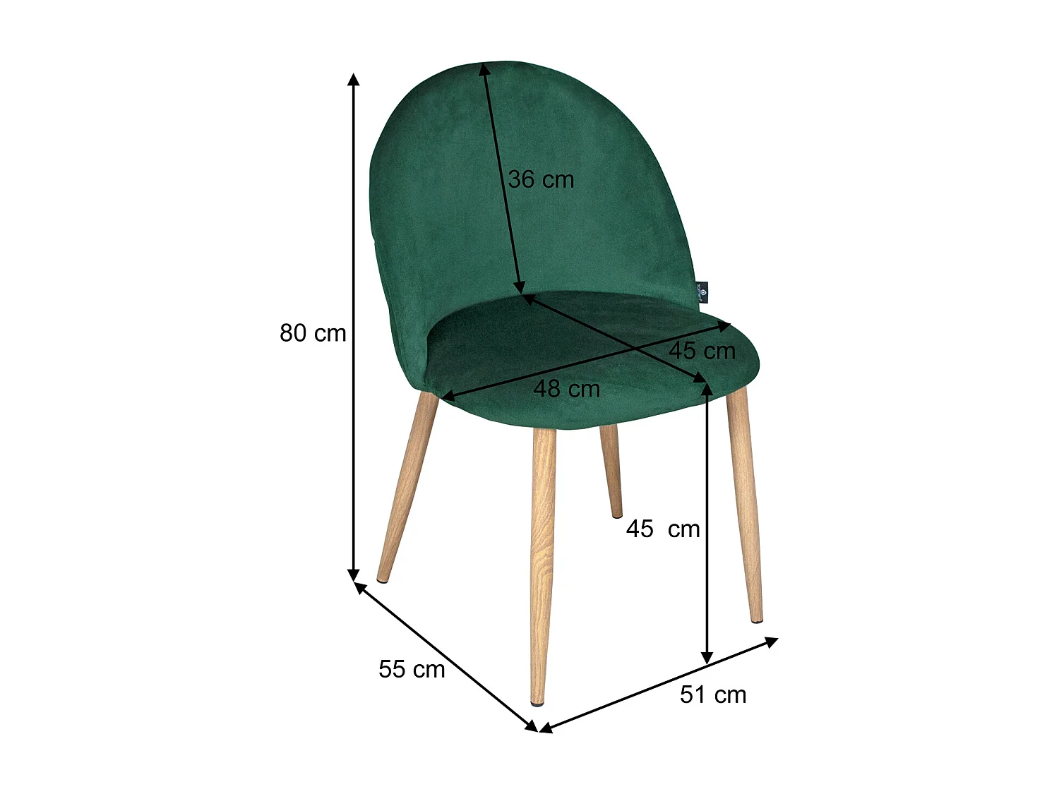 Sedia imbottita in velluto verde scuro mod. Sophie (2 pz)