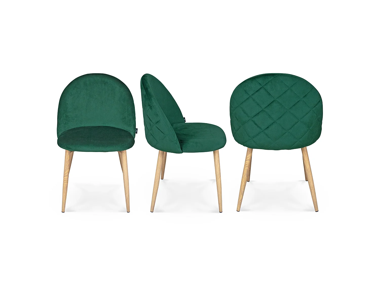 Sedia imbottita in velluto verde scuro - Sophie (2 pz)
