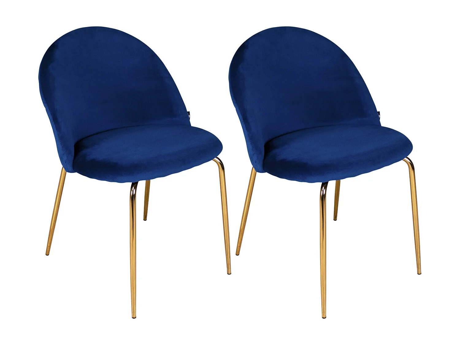 Sedia da pranzo imbottita in velluto blu piede metallo dorato - Nicole (2pz)