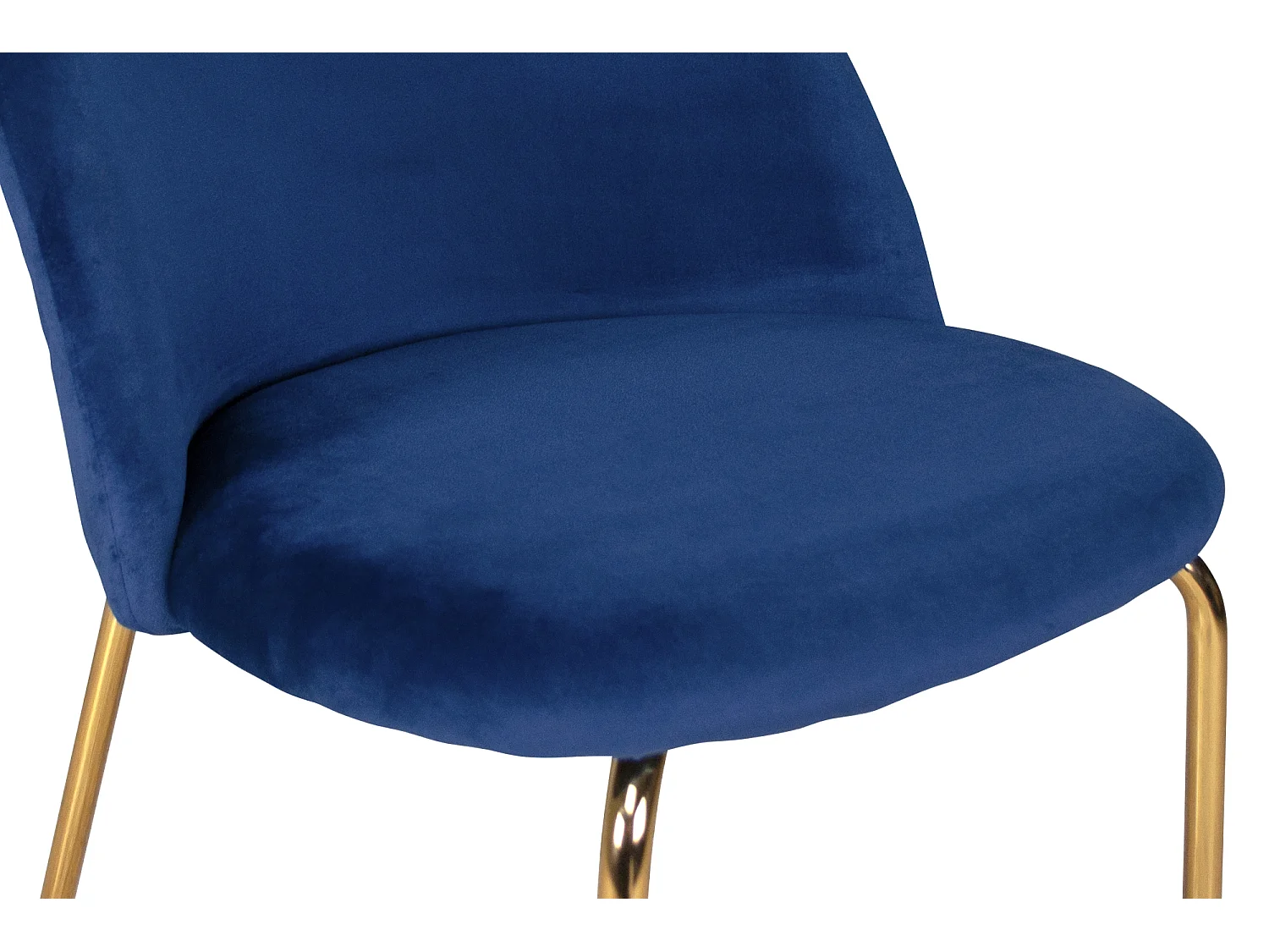 Sedia da pranzo imbottita in velluto blu piede metallo dorato - Nicole (2pz)