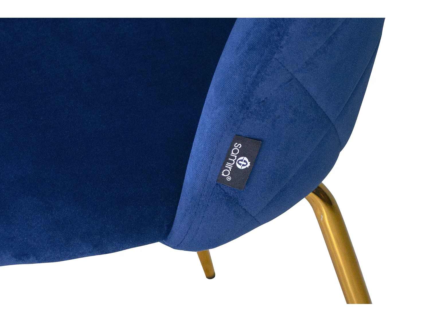 Sedia da pranzo imbottita in velluto blu piede metallo dorato - Nicole (2pz)