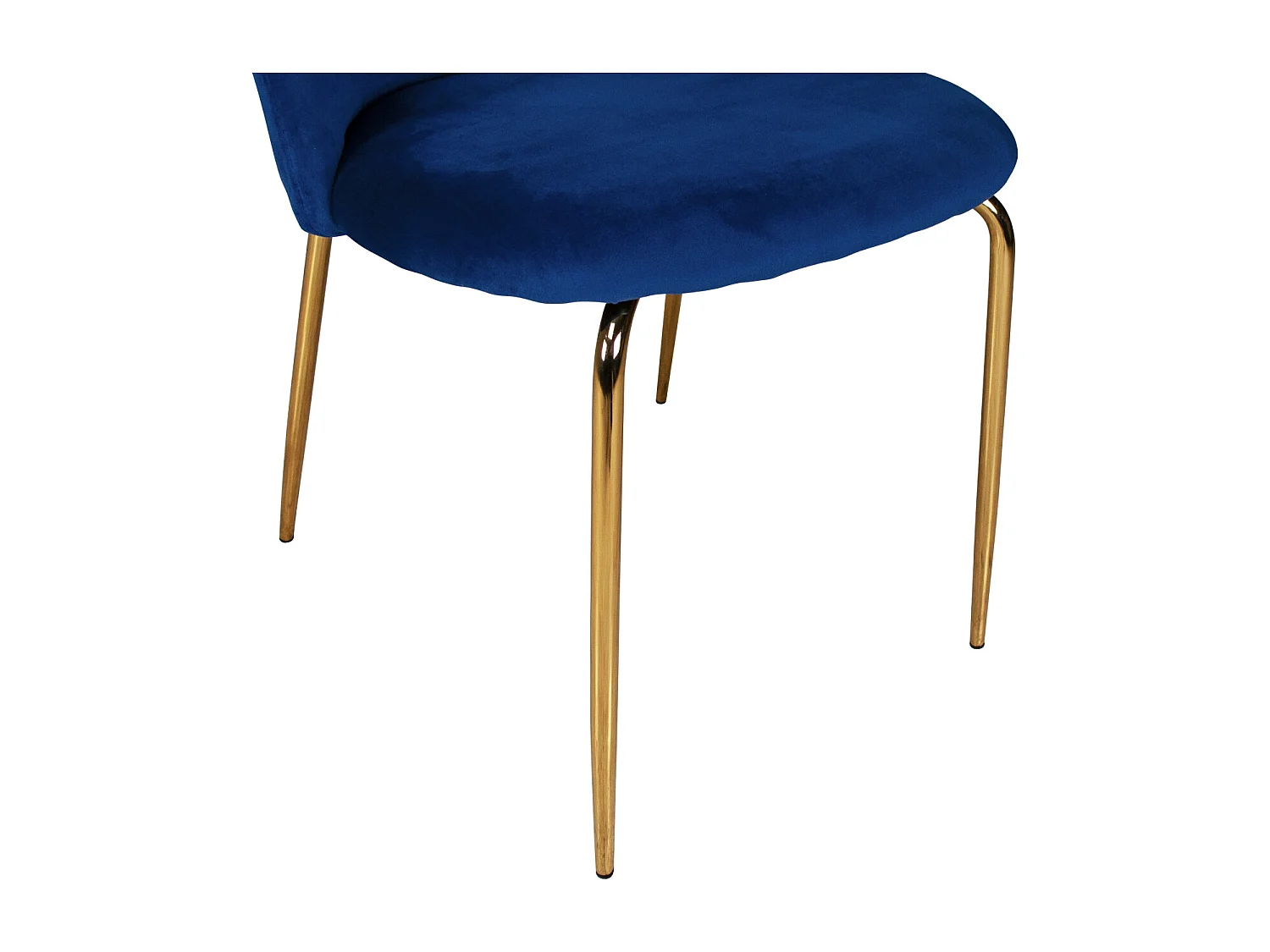 Sedia da pranzo imbottita in velluto blu piede metallo dorato - Nicole (2pz)