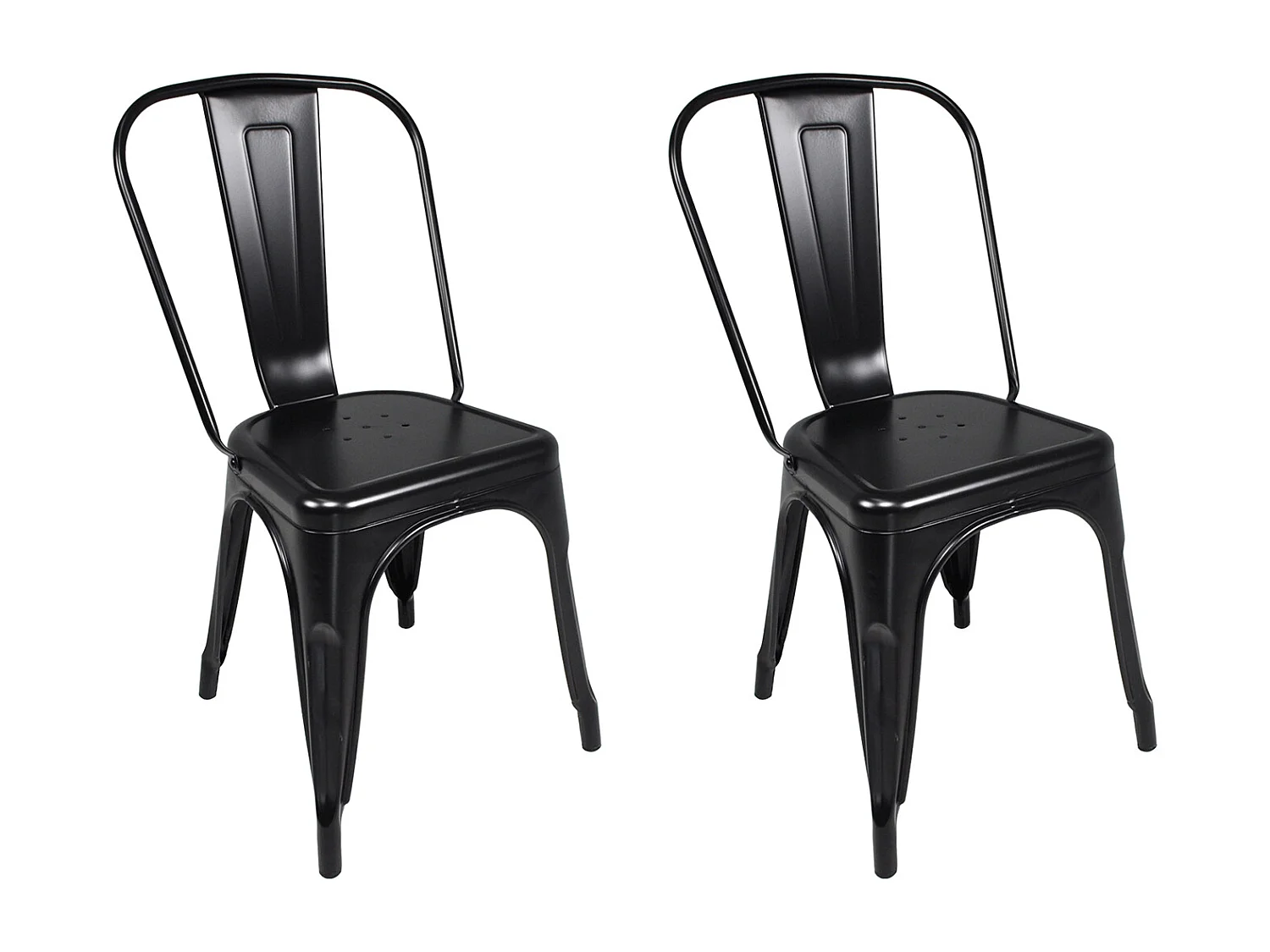 Sedia industriale in metallo nero, sedia impilabile mod. Maggie (2 Pz.)