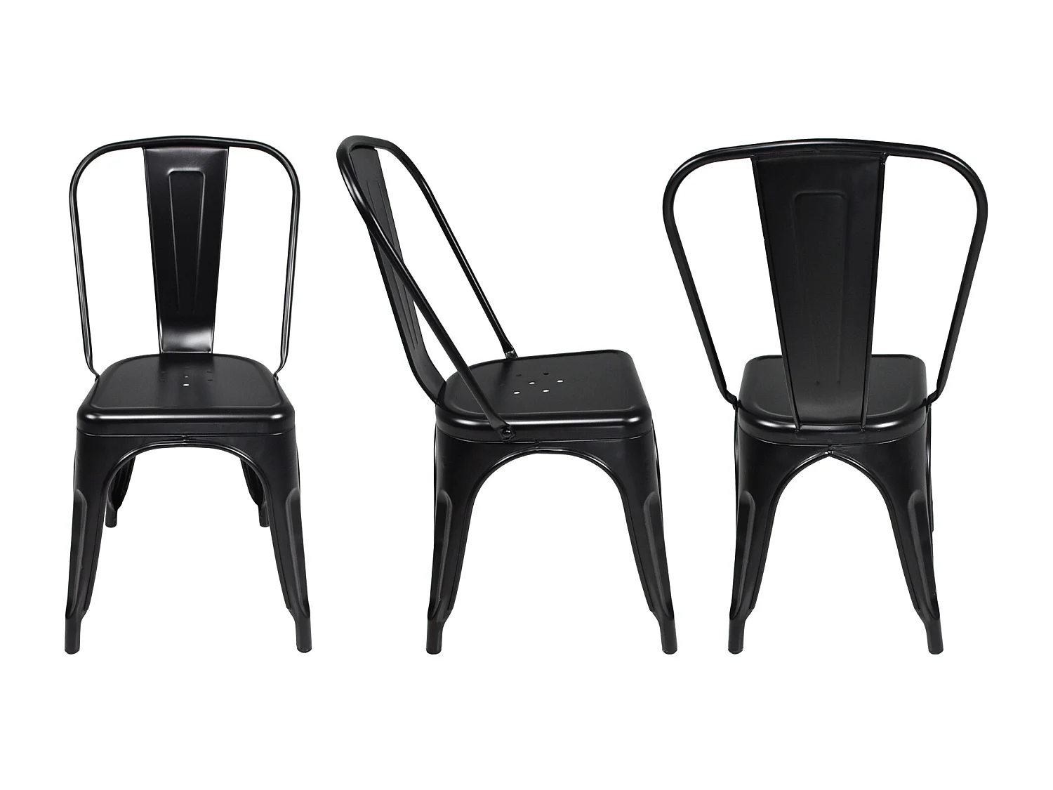 Sedia industriale in metallo nero, sedia impilabile mod. Maggie (2 Pz.)