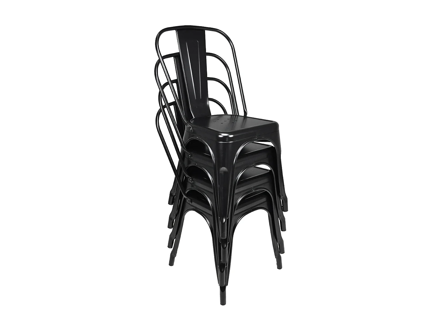 Sedia industriale in metallo nero, sedia impilabile mod. Maggie (2 Pz.)