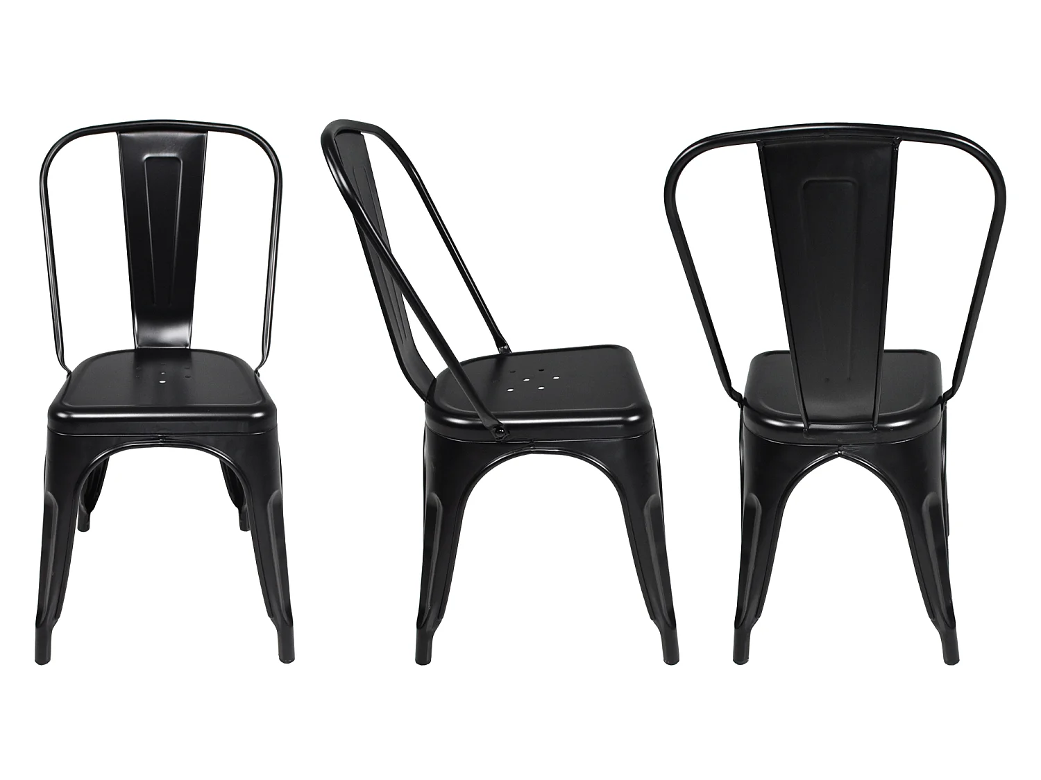 Sedia industriale in metallo nero, sedia impilabile mod. Maggie (2 Pz.)