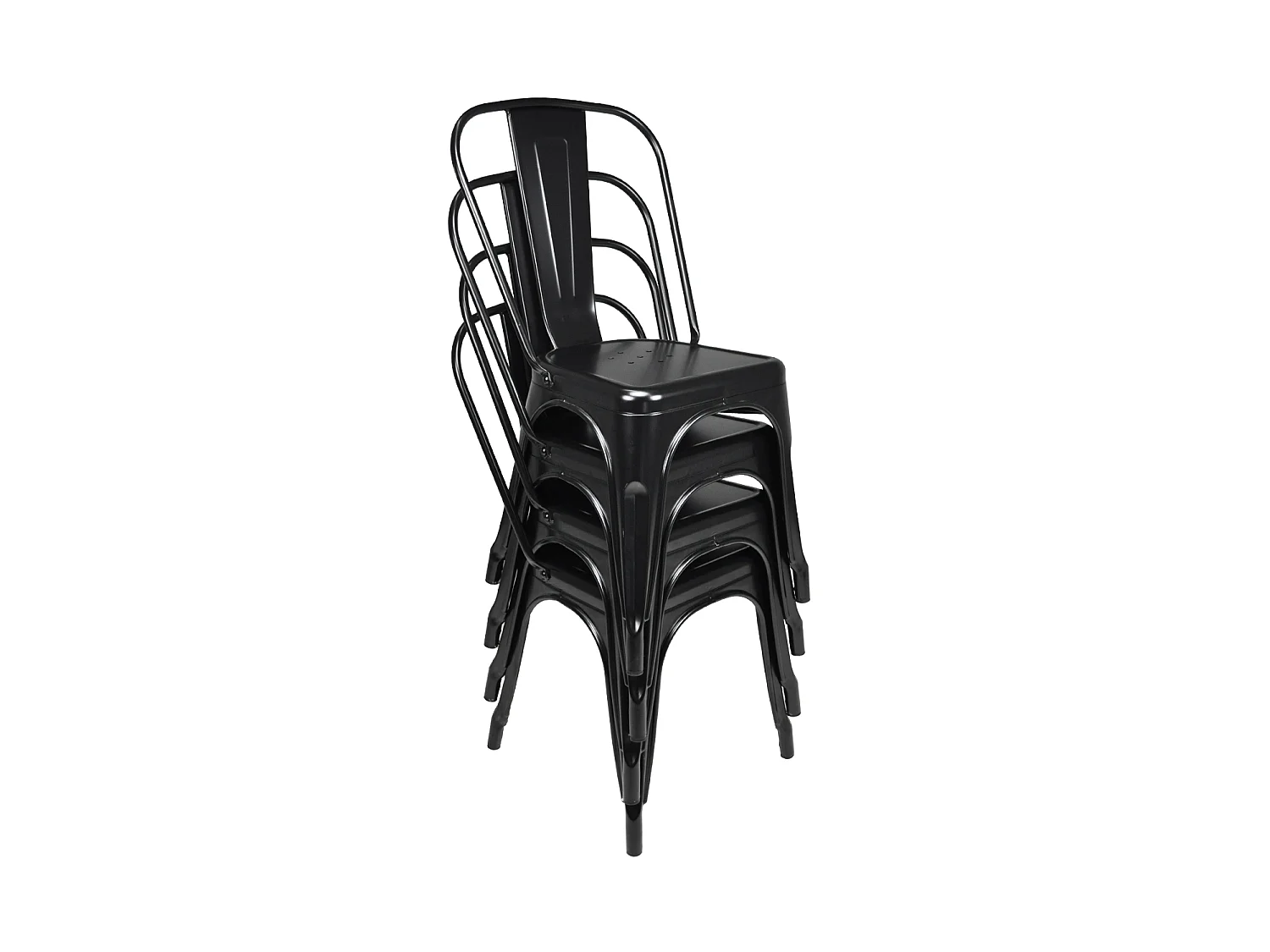 Sedia industriale in metallo nero, sedia impilabile mod. Maggie (2 Pz.)