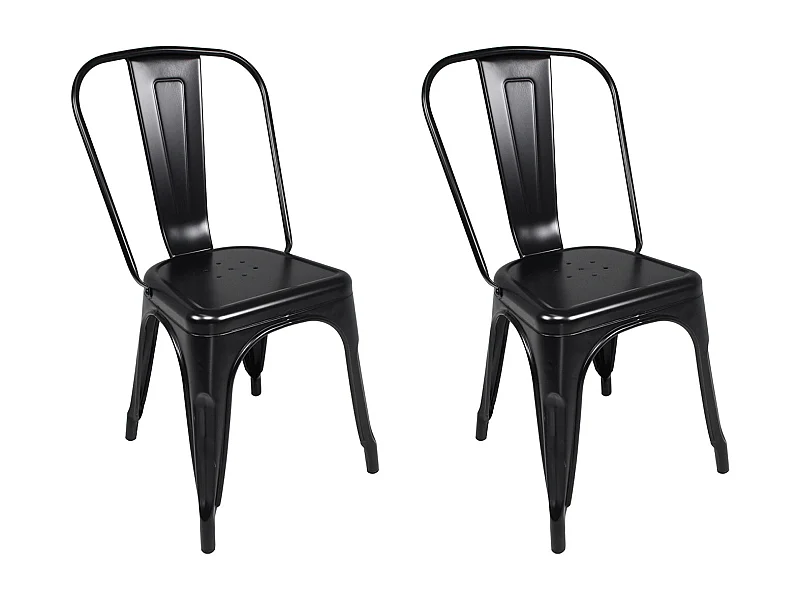 Sedia industriale in metallo nero, sedia impilabile mod. Maggie (2 Pz.)
