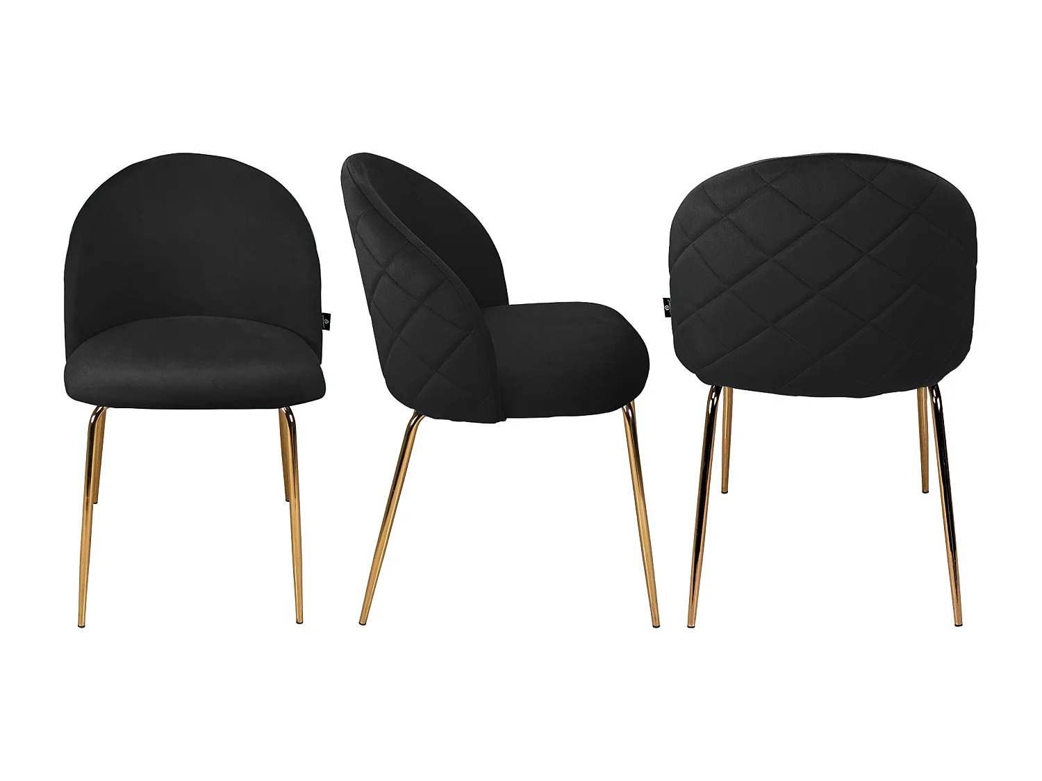 Sedia da pranzo imbottita in velluto nero mod. Nicole (2 Pz.)