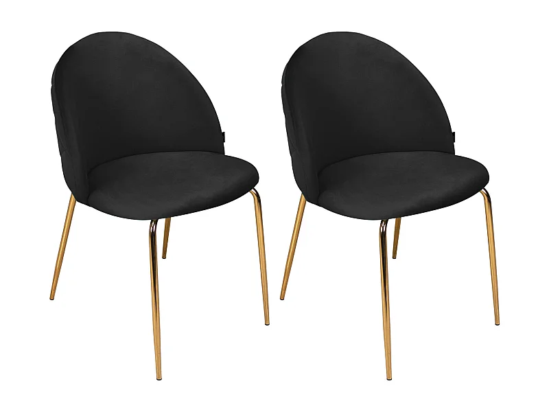 Sedia da pranzo imbottita in velluto nero mod. Nicole (2 Pz.)