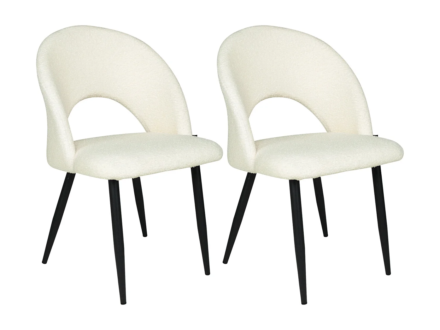 Sedia da pranzo imbottita in tessuto bianco bouclè scuro mod. Zoe (2pz.)