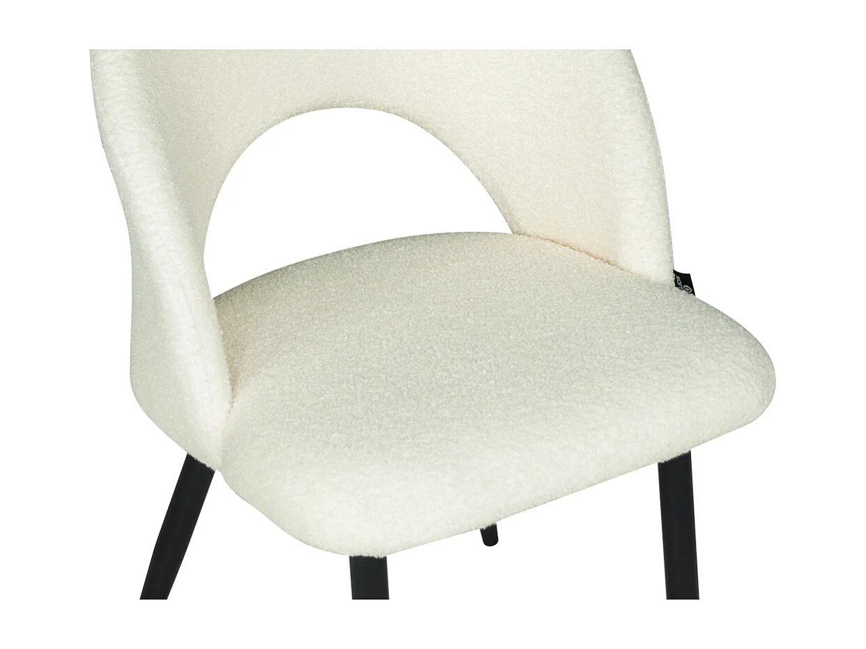 Sedia da pranzo imbottita in tessuto bianco bouclè scuro mod. Zoe (2pz.)