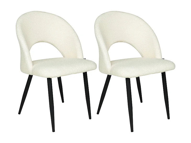 Sedia da pranzo imbottita in tessuto bianco bouclè scuro mod. Zoe (2pz.)