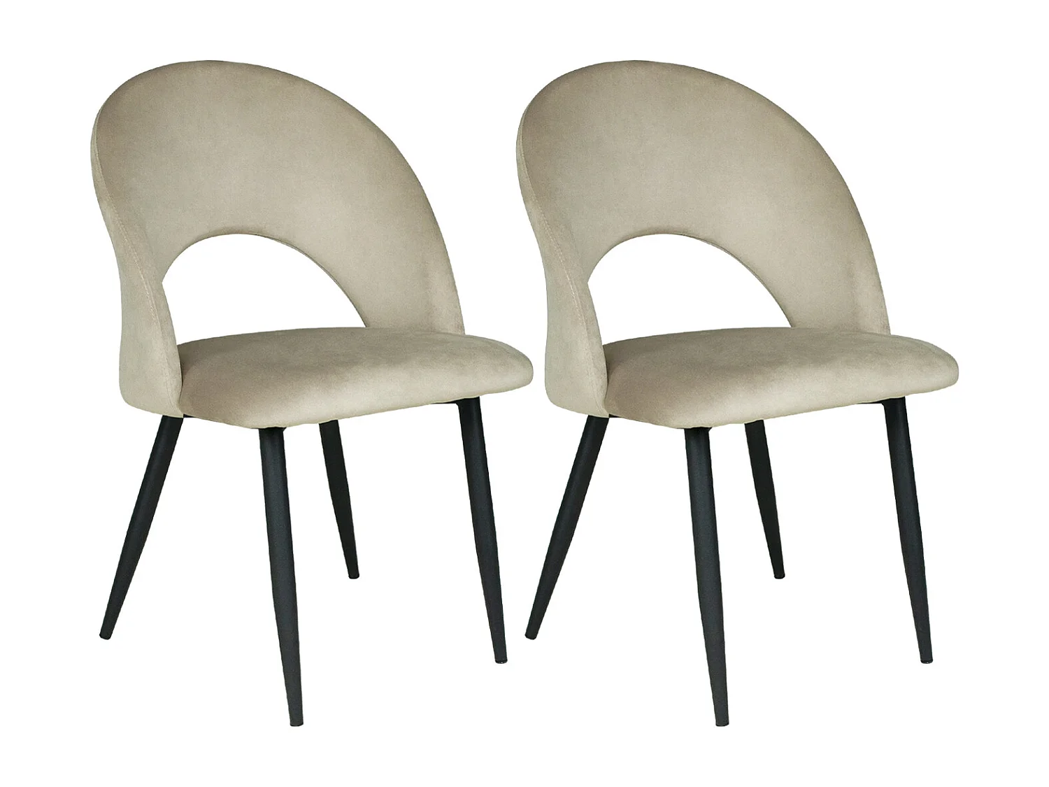Sedia da pranzo imbottita in velluto tortora mod. Zoe (2pz.)