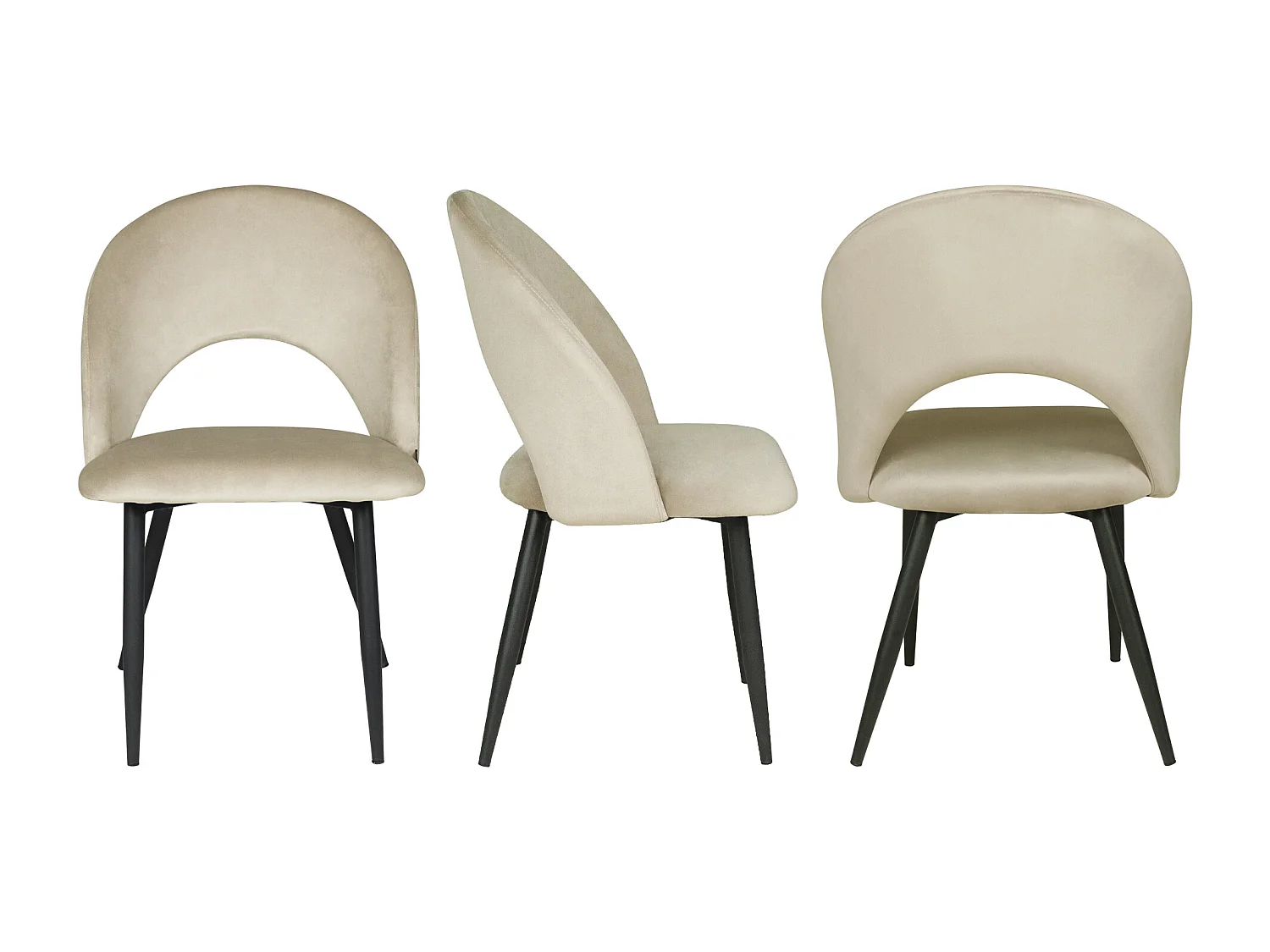 Sedia da pranzo imbottita in velluto tortora mod. Zoe (2pz.)