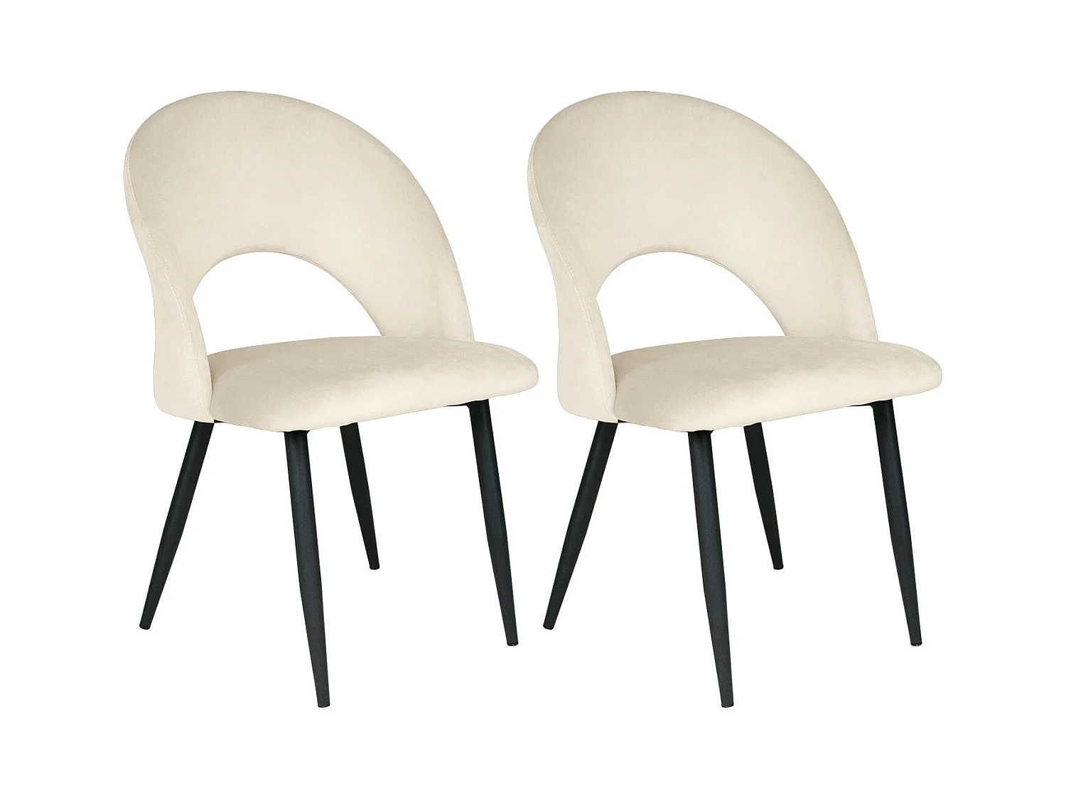 Sedia da pranzo imbottita in velluto beige mod. Zoe (2pz.)