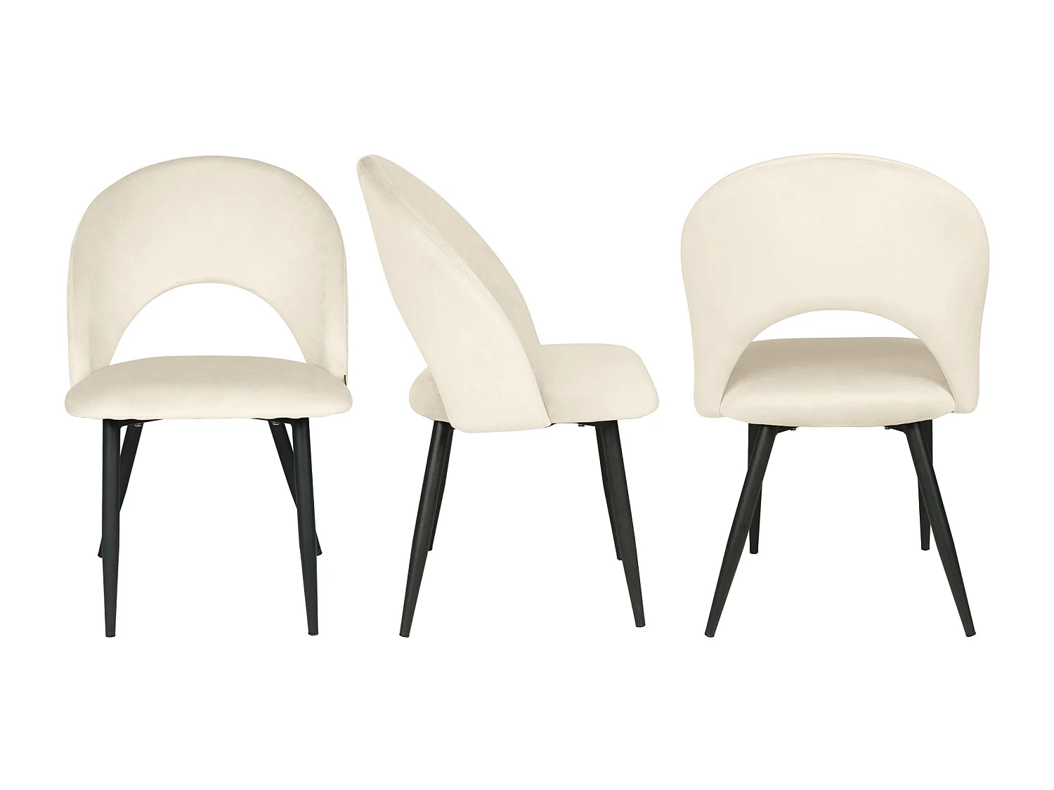 Sedia da pranzo imbottita in velluto beige mod. Zoe (2pz.)