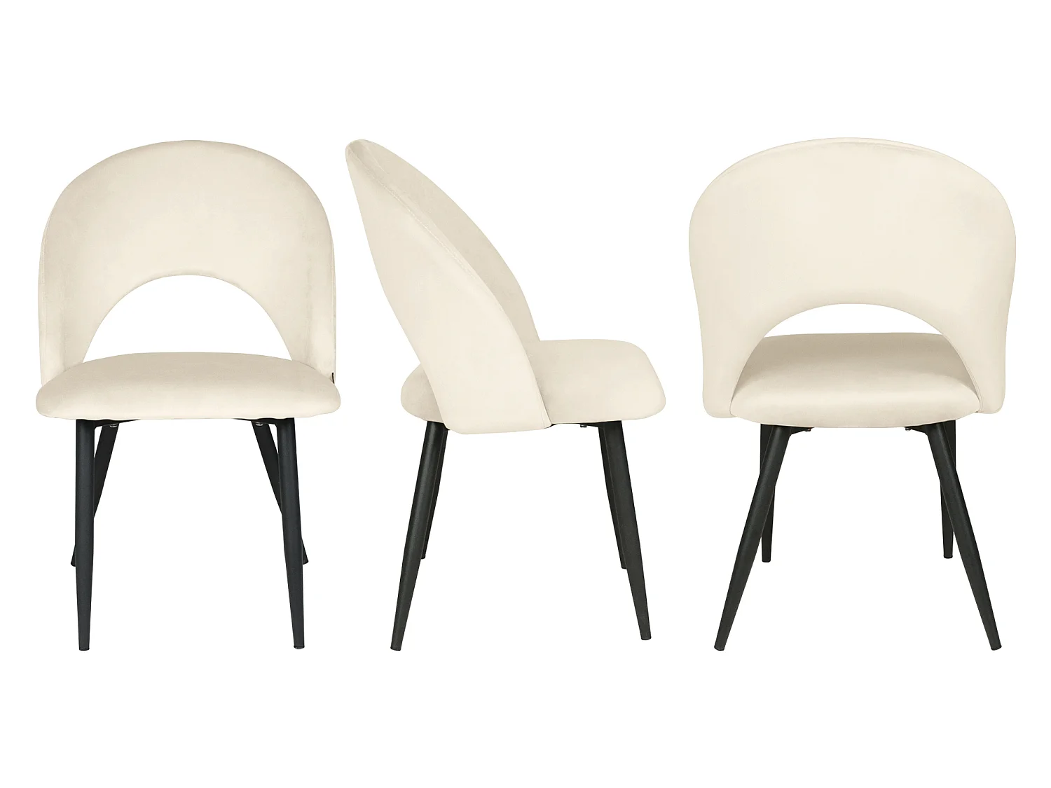 Sedia da pranzo imbottita in velluto beige mod. Zoe (2pz.)