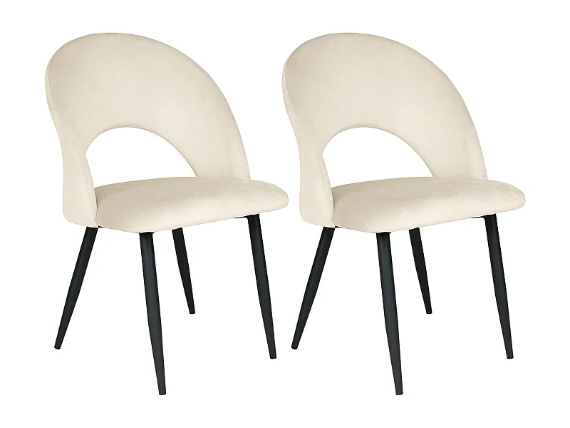 Sedia da pranzo imbottita in velluto beige mod. Zoe (2pz.)