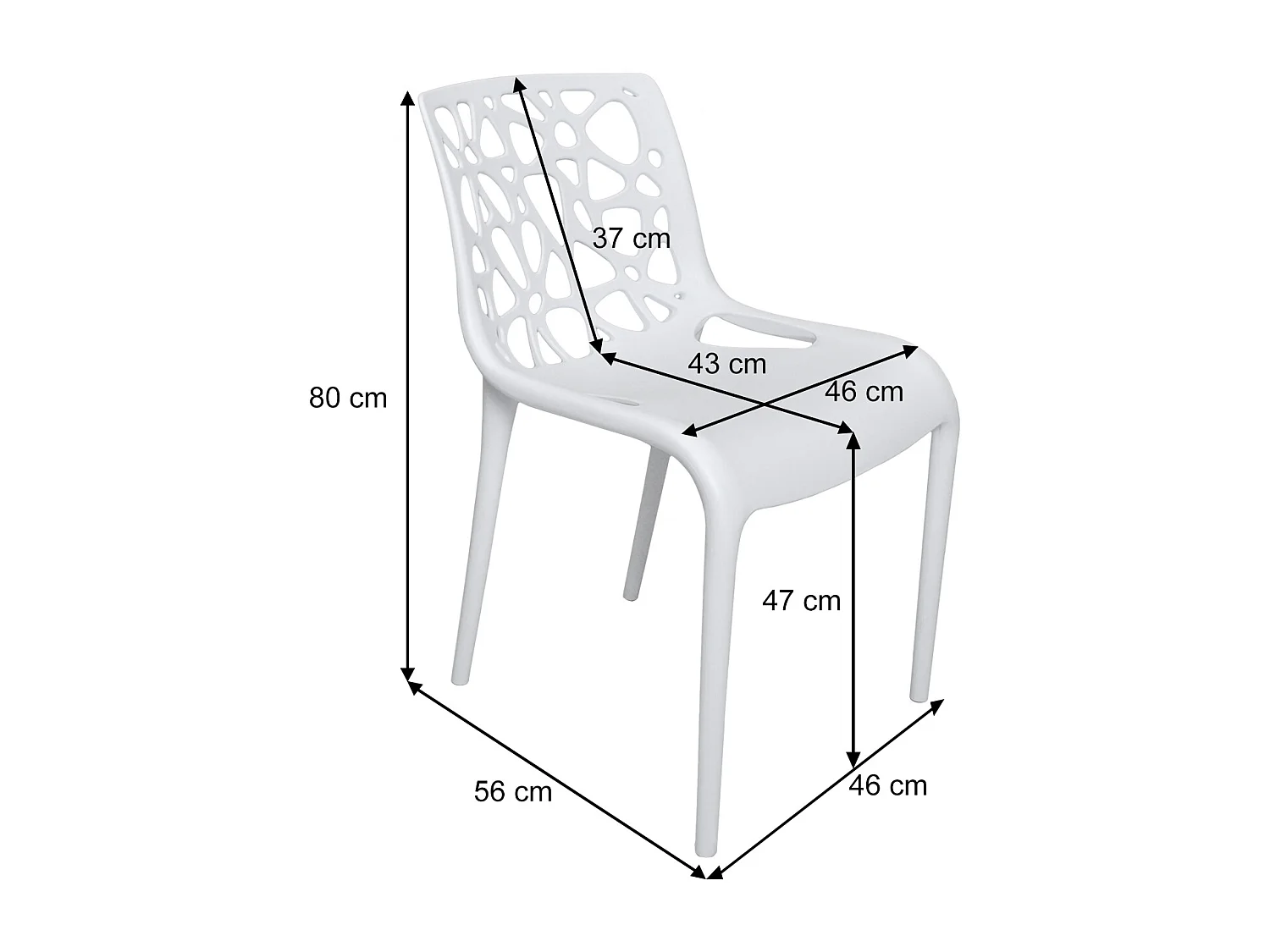 Sedia in polipropilene bianca impilabile mod. Greta (2 Pz.)