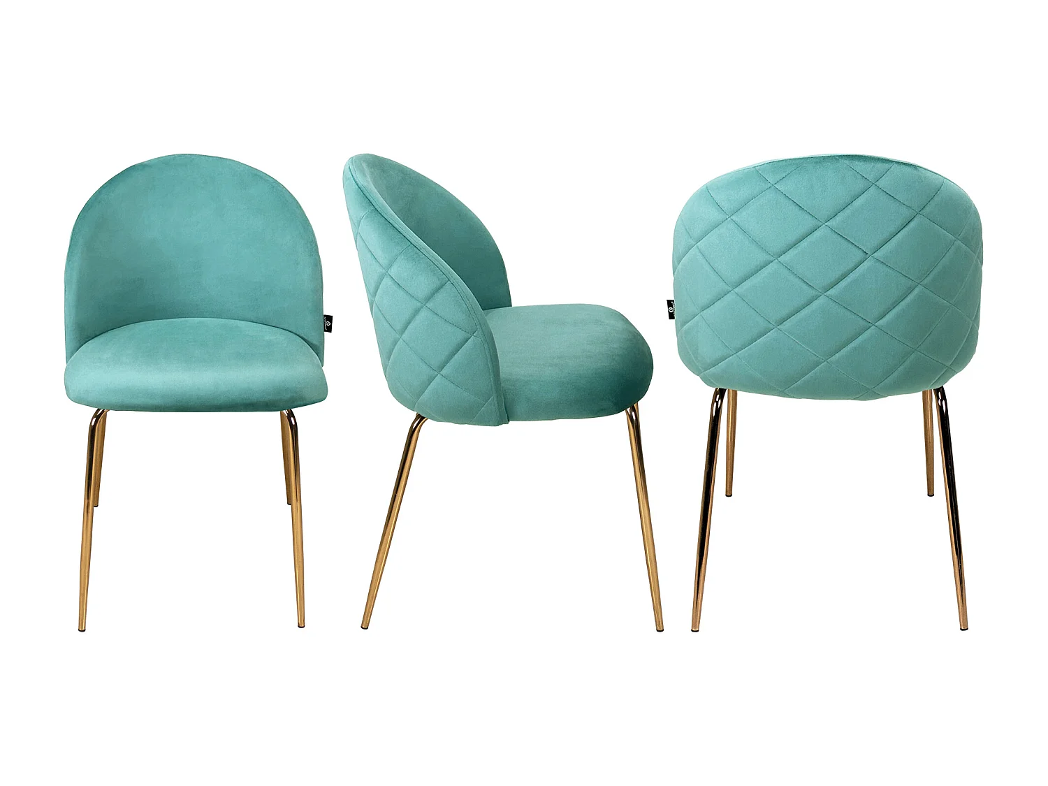 Sedia da pranzo imbottita in velluto verde tiffany mod. Nicole (2 Pz.)