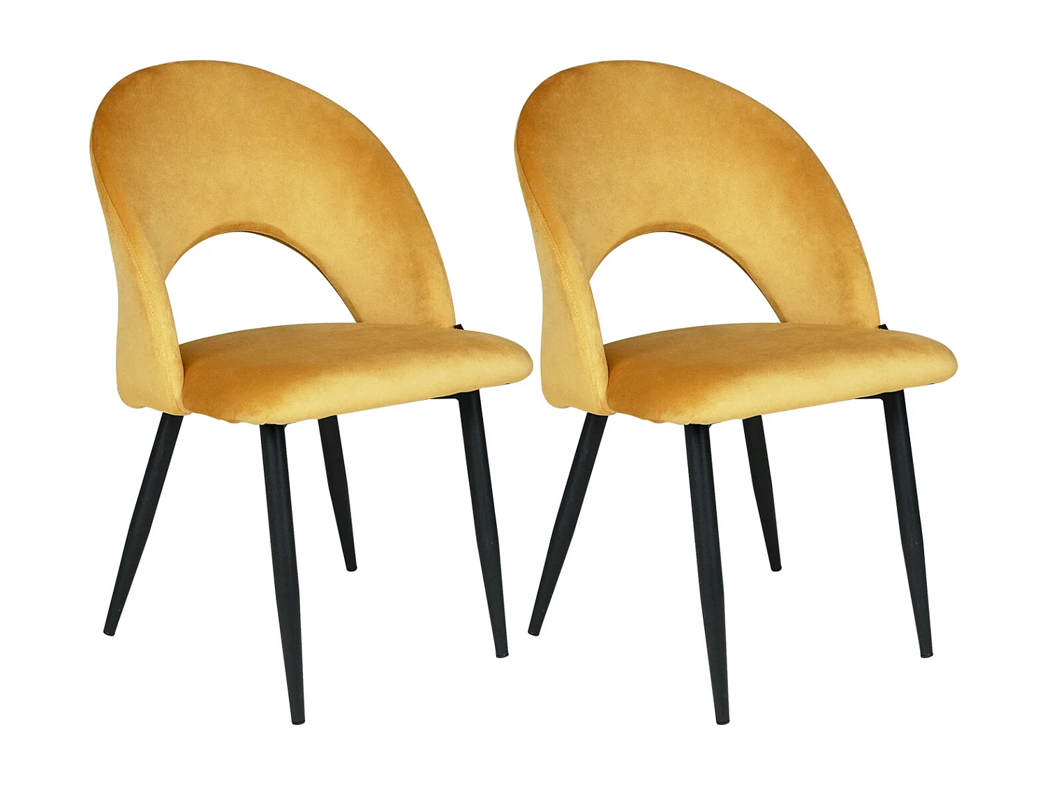 Sedia da pranzo imbottita in velluto giallo senape mod. Zoe (2pz.)