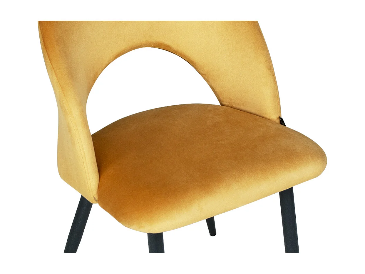 Sedia da pranzo imbottita in velluto giallo senape mod. Zoe (2pz.)