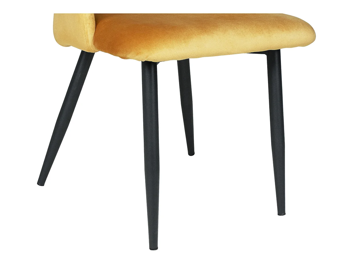 Sedia da pranzo imbottita in velluto giallo senape mod. Zoe (2pz.)