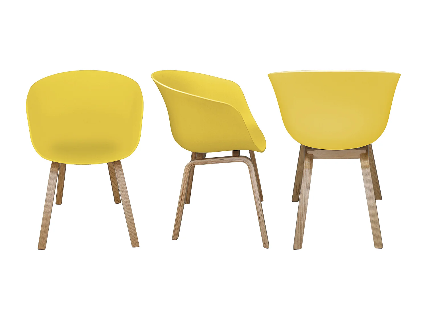 Sedia da pranzo gialla, poltrona in stile scandinavo (2 Pz.)