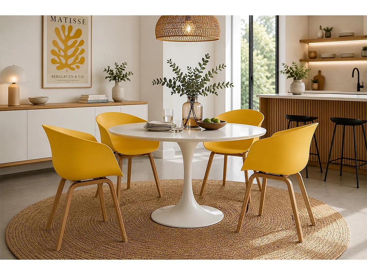 Sedia da pranzo gialla, poltrona in stile scandinavo (2 Pz.)