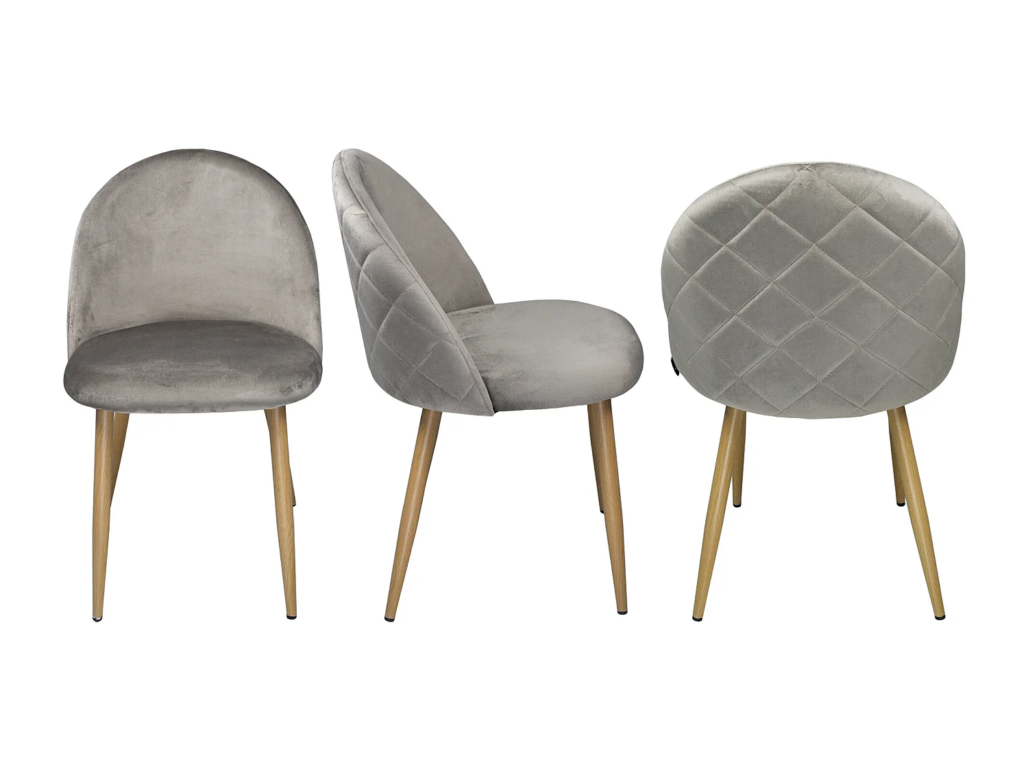 Sedia imbottita in velluto tortora mod. Sophie (2 pz)