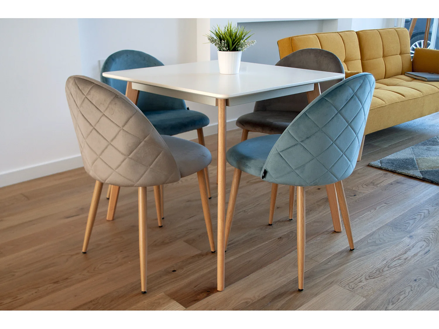 Sedia imbottita in velluto tortora mod. Sophie (2 pz)