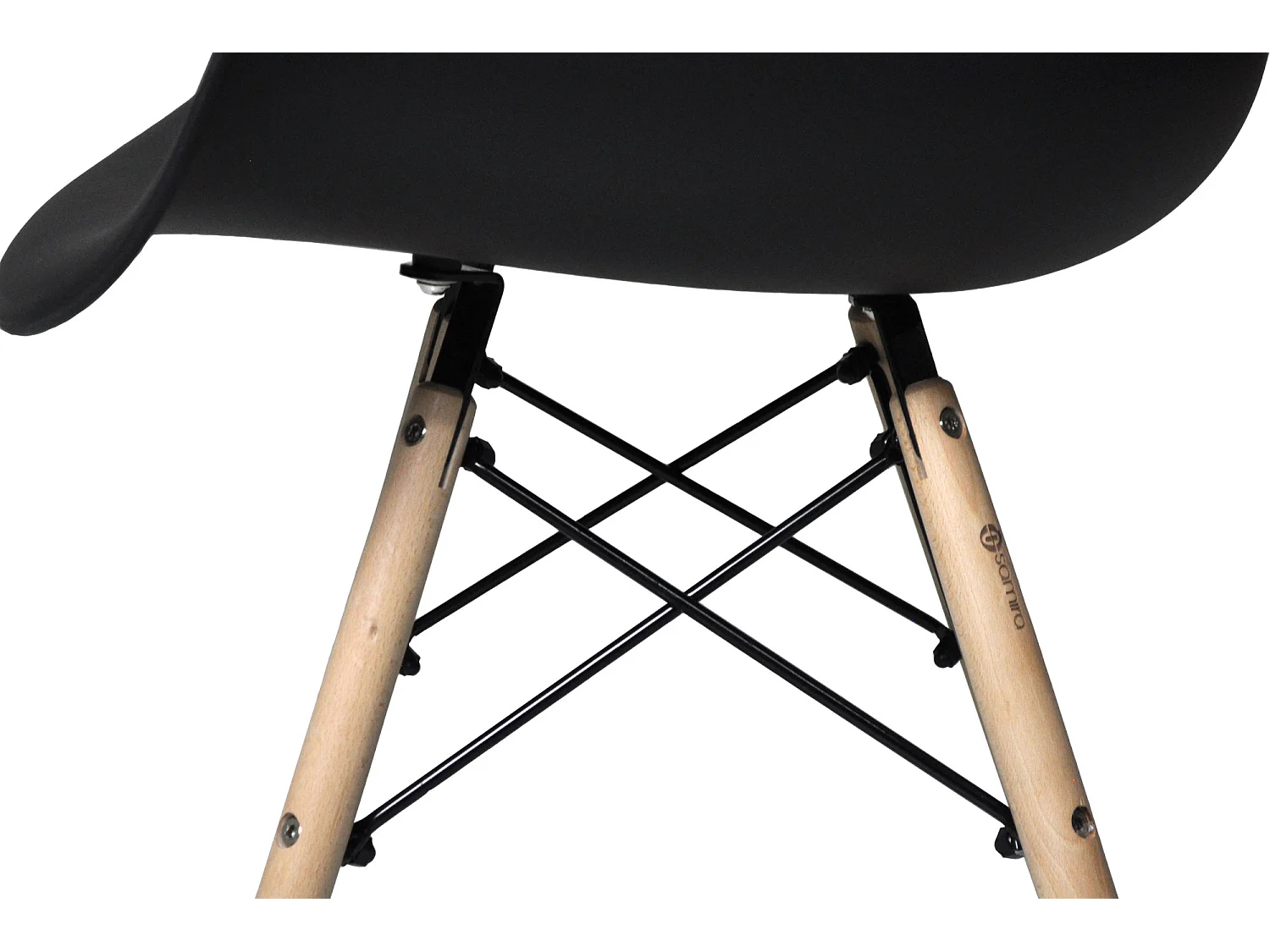 Sedia in plastica nera, poltrona con piedi in legno (2 pz)