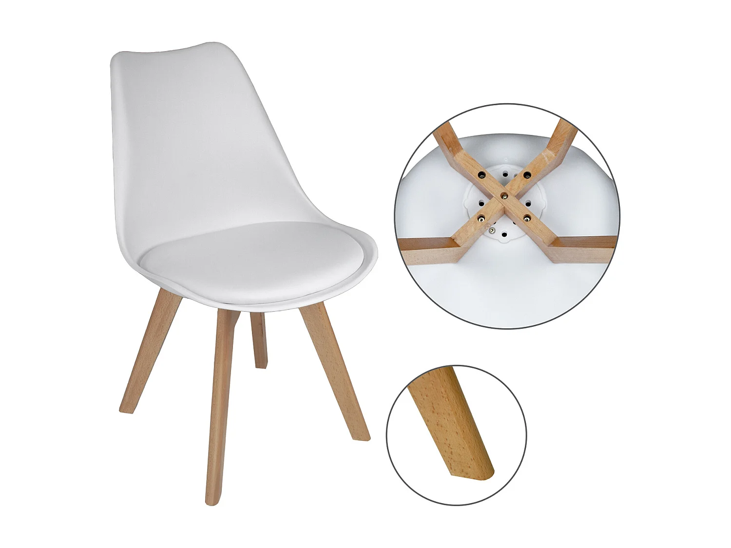 Sedia In Plastica Con Piede In Legno Mod. Mia (2 Pz.)