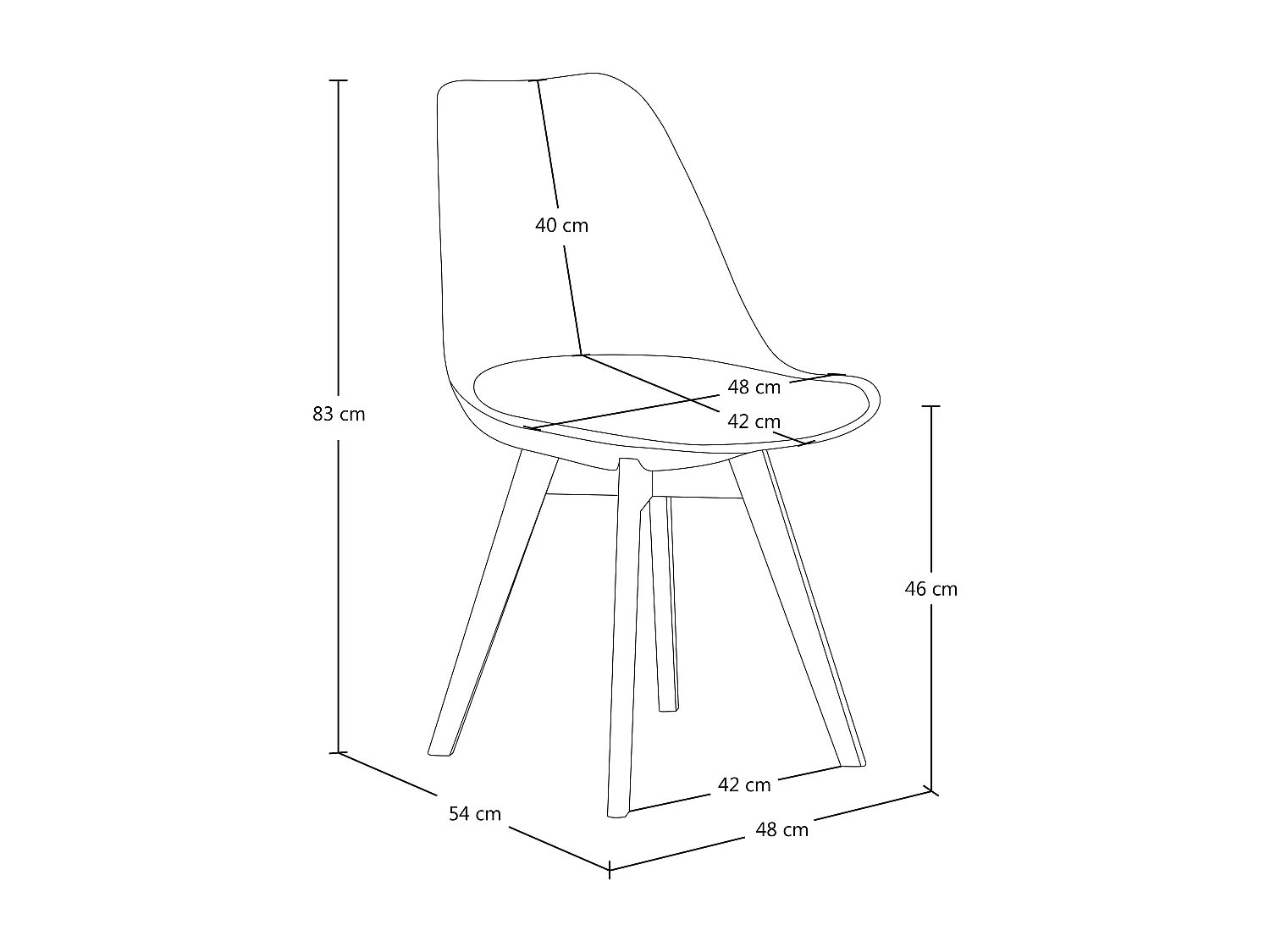 Sedia In Plastica Con Piede In Legno Mod. Mia (2 Pz.)